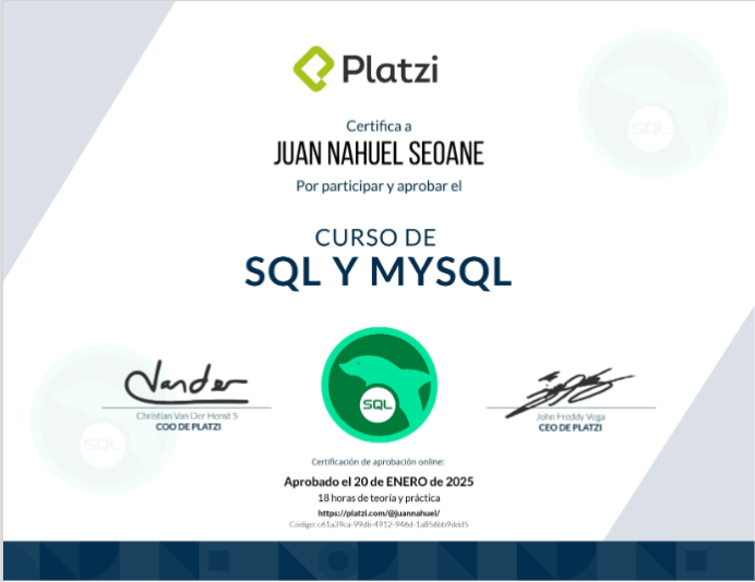 SQL MySQL Certificate