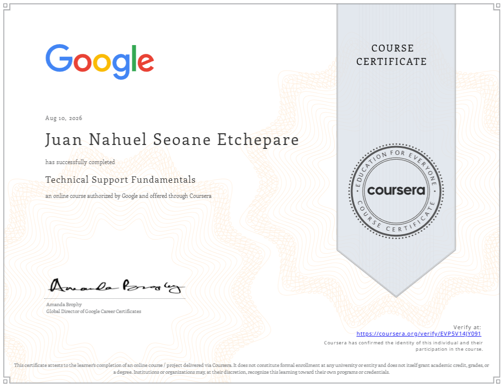 Coursera IT Fund certificate